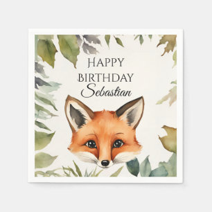 Cute Fox Woodland Animal Birthday Party Napkin