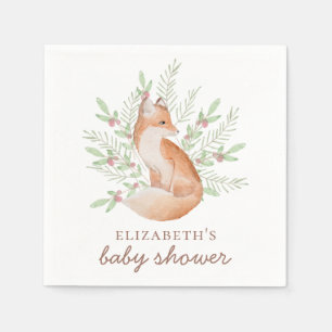 Cute fox. Woodland animal neutral baby shower Napkin