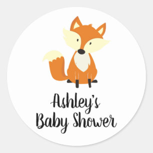 Cute Fox Woodland Baby Shower Classic Round Sticker
