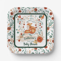 Cute fox woodland floral baby shower