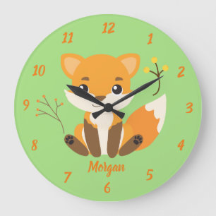 Cute Fox Woodland Nursery Large Clock