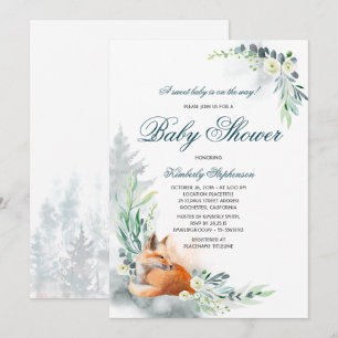 Cute Fox Woodland Spring Baby Shower Invitation