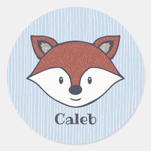 Cute Fox Woodland Theme Personalised Sticker (Front)