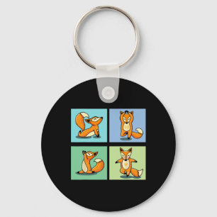 Cute Fox Yoga Animal Meditation Zen Stretch Pose _ Key Ring