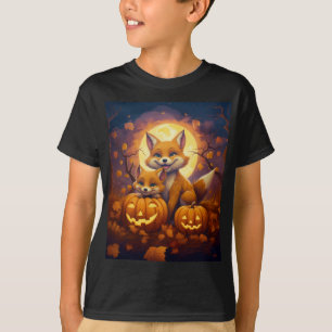 Cute foxes celebrate happy Halloween T-Shirt