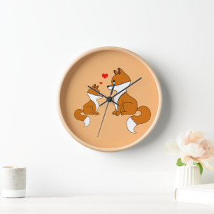 Cute foxes clock