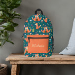 Cute Foxes Custom Name Printed Backpack<br><div class="desc">This cute backpack can be customised in any way you like!</div>