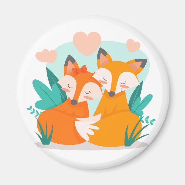 Cute Foxes Magnet (Front)