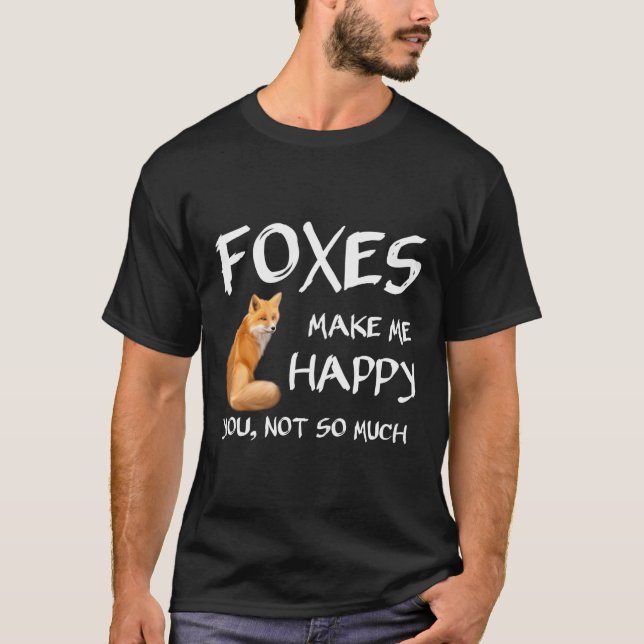 Cute Foxes Make Me Happy Long Sleeve Fox Tshirt (Front)