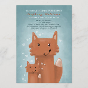 Cute Foxes Mummy With Baby Shower Invitation