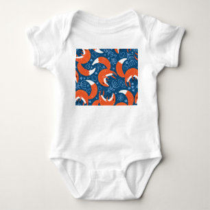 Cute Foxes: Vintage Animal Pattern Baby Bodysuit