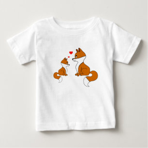 Cute foxes with hearts, hand drawn  baby T-Shirt