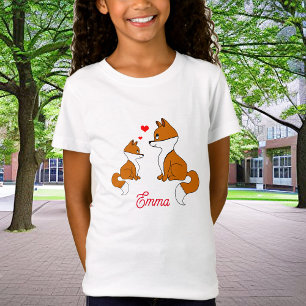 Cute foxes with hearts, hand drawn, personalised T-Shirt