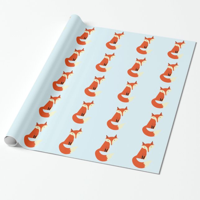 Cute Foxes Wrapping Paper (Unrolled)