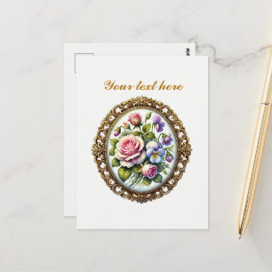 Cute framed mixed flowers customizable postcard