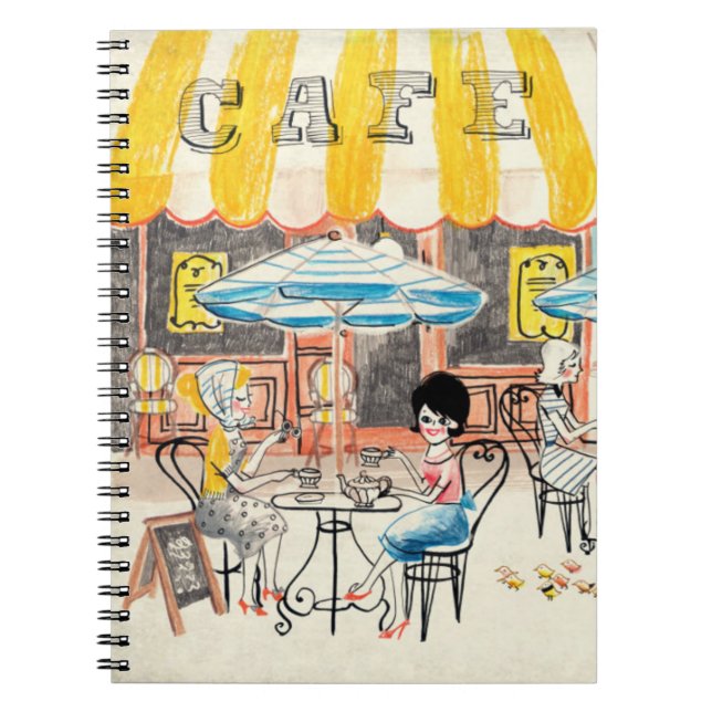 Cute France Café Scene Sketch Notebook (Front)