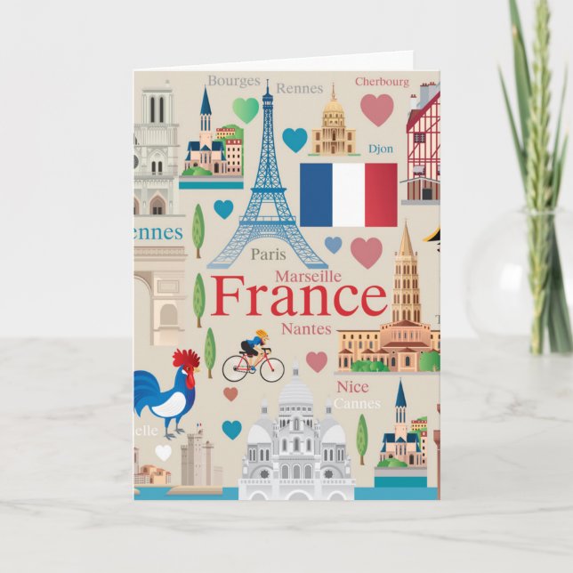 Cute France Icons Card (Front)