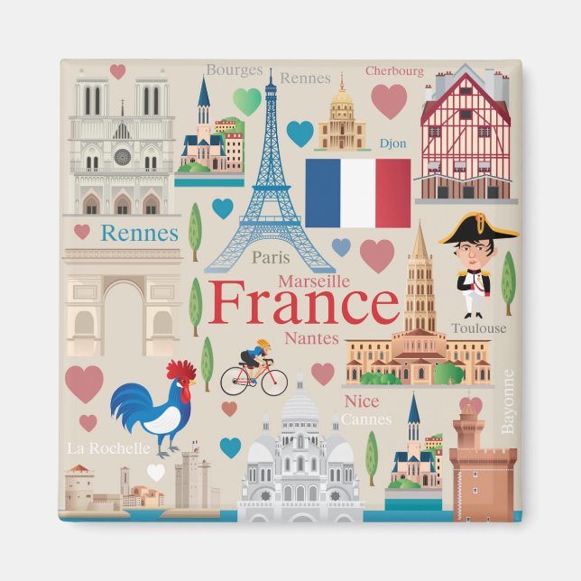 Cute France Icons Magnet (Front)