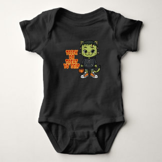 Cute Frankenstein Cat Monster – Kawaii Spooky Hall Baby Bodysuit