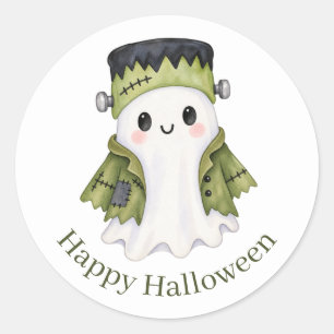 Cute Frankenstein Ghost Kids Spooky Halloween Classic Round Sticker