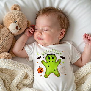 Cute Frankenstein Gingerbread Man Halloween Baby Bodysuit
