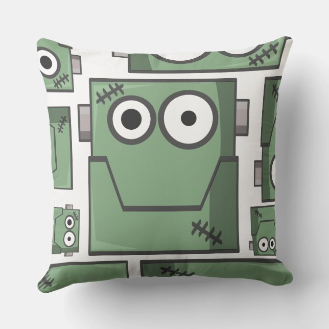 Cute Frankenstein Halloween Square Cushion (Back)