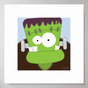 Cute Frankenstein Monster   6 x 6 Print