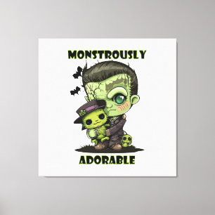 Cute Frankenstein Monster with plushie Canvas Print