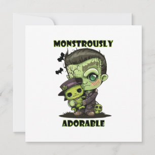  Cute Frankenstein Monster with plushie Invitation