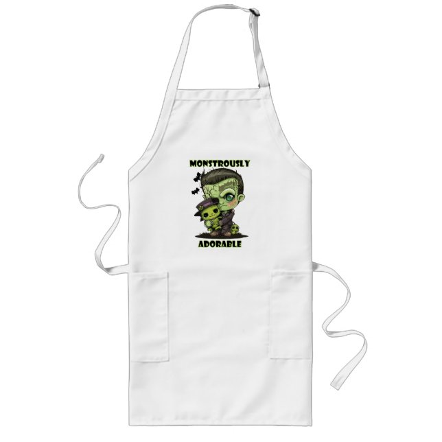  Cute Frankenstein Monster with plushie Long Apron (Front)