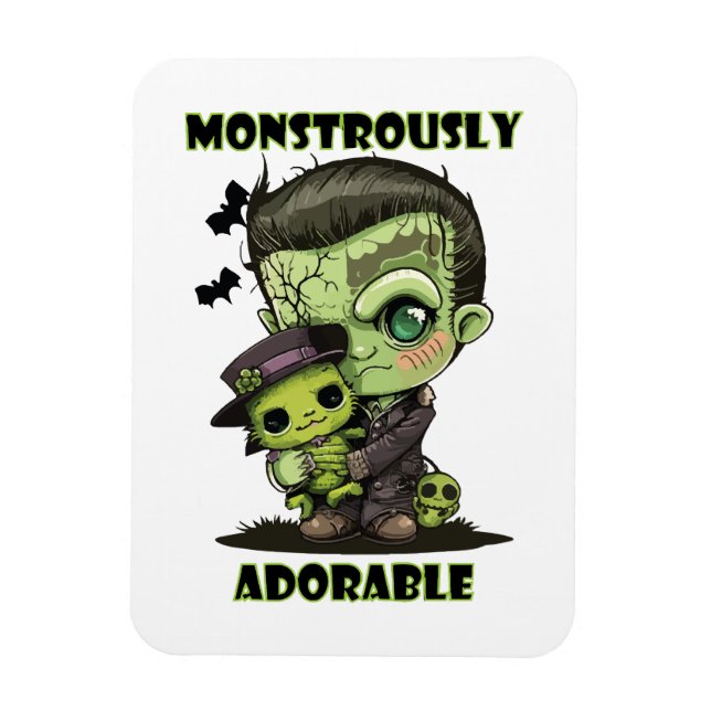  Cute Frankenstein Monster with plushie Magnet (Vertical)