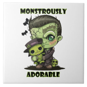  Cute Frankenstein Monster with plushie Tile