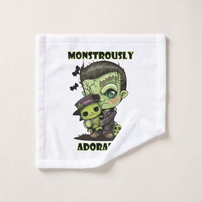  Cute Frankenstein Monster with plushie Wash Cloth (Wash Cloth)