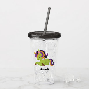 Cute Frankenstein Unicorn Halloween Acrylic Tumbler