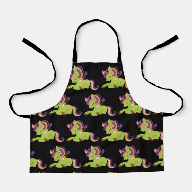 Cute Frankenstein Unicorn Halloween Apron (Front)