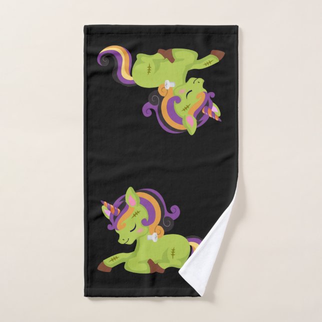 Cute Frankenstein Unicorn Halloween Bath Towel Set (Hand Towel)