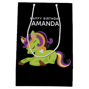 Cute Frankenstein Unicorn Halloween Birthday Medium Gift Bag