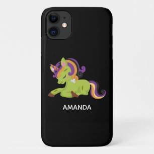 Cute Frankenstein Unicorn Halloween Drawing iPhone 11 Case
