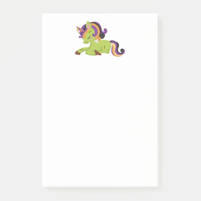 Cute Frankenstein Unicorn Halloween Drawing Post-it Notes (Front)