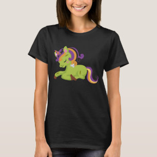 Cute Frankenstein Unicorn Halloween Drawing T-Shirt