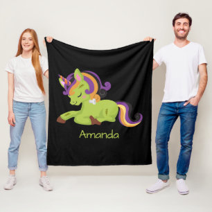 Cute Frankenstein Unicorn Halloween Fleece Blanket