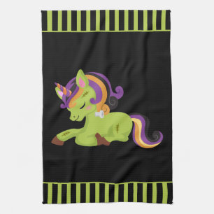 Cute Frankenstein Unicorn Halloween Kitchen Towel