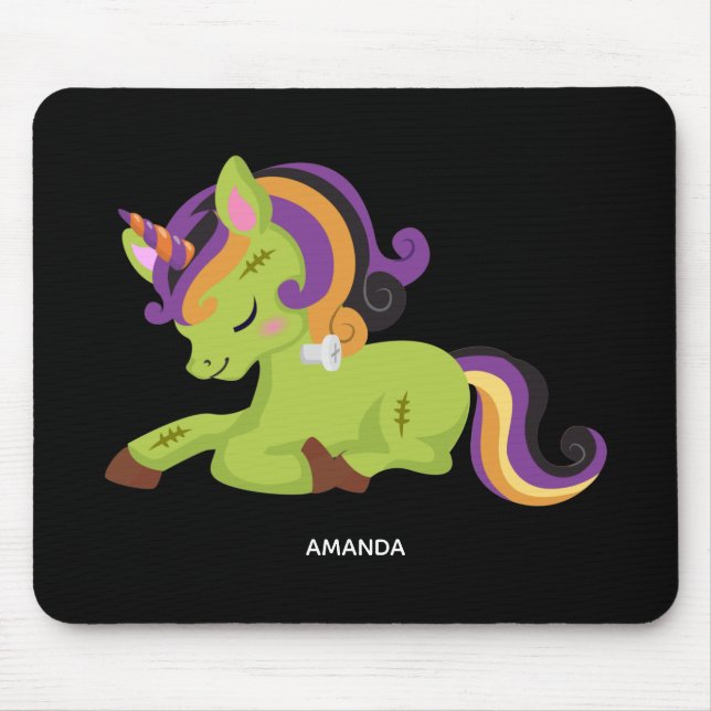 Cute Frankenstein Unicorn Halloween Mouse Mat (Front)
