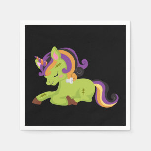 Cute Frankenstein Unicorn Halloween Napkin