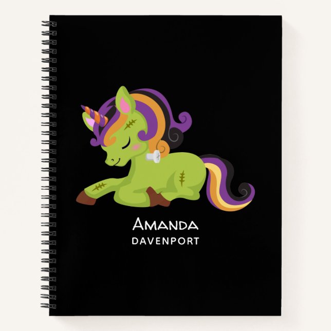 Cute Frankenstein Unicorn Halloween Notebook (Front)