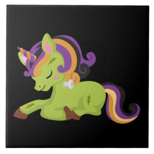 Cute Frankenstein Unicorn Halloween Tile