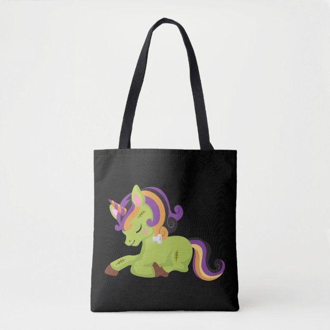 Cute Frankenstein Unicorn Halloween Tote Bag (Front)