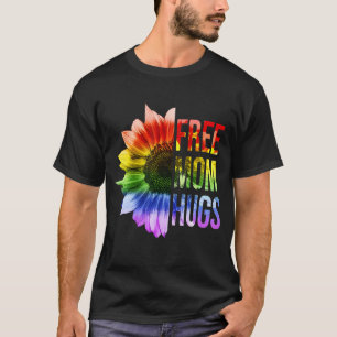Cute Free Mum Hugs Lgbt Pride Rainbow Sunflower T-Shirt