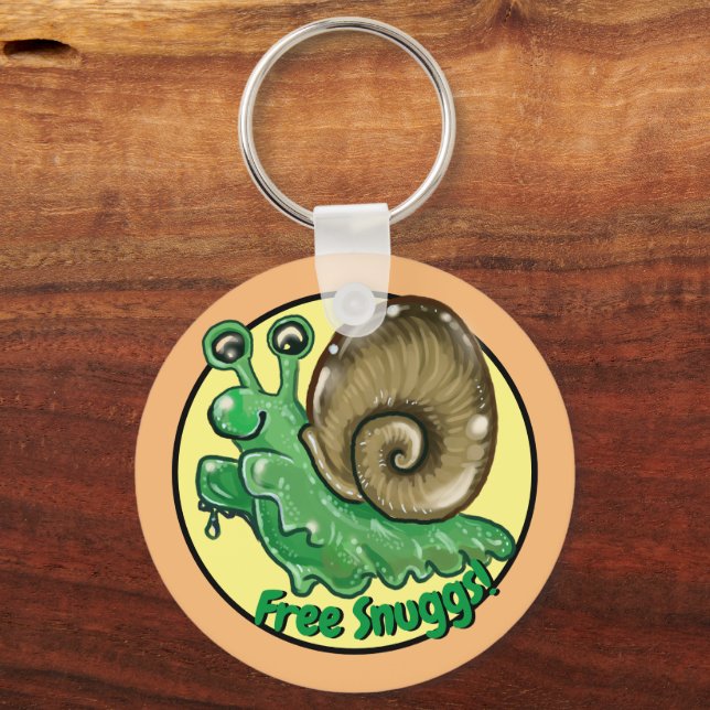 Cute Free Snuggs Snail Hug Emote Key Ring (Front)