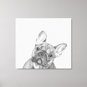 Cute French Bulldog 12" x 12" wrapped canvas print